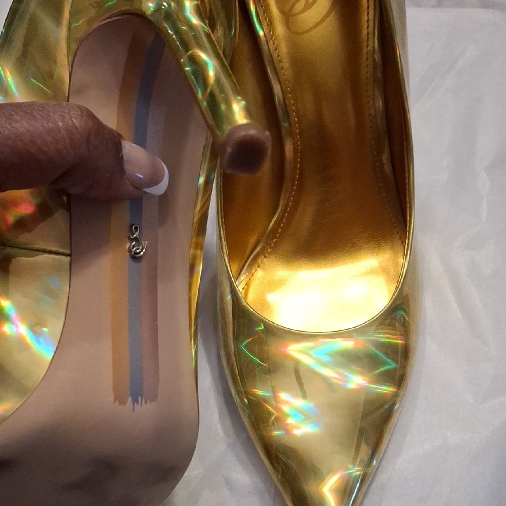 Sam Edelman  Holographic Gold Women's Heels